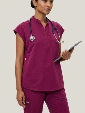 Figs Rafaela Oversized Sleeveless Scrub Top Magenta X-Small